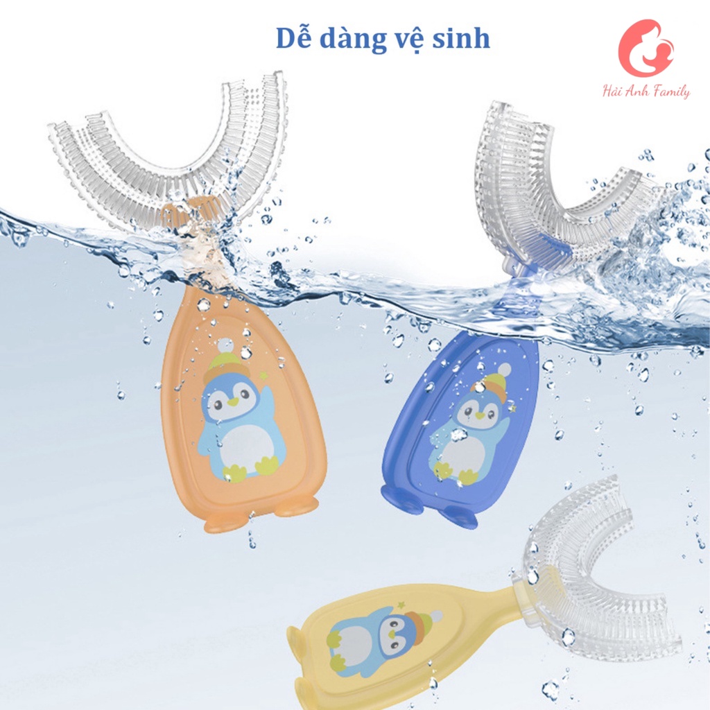 Bàn chải đánh răng cho bé chữ U silicon mềm mại cho bé 1 - 8 tuổi
