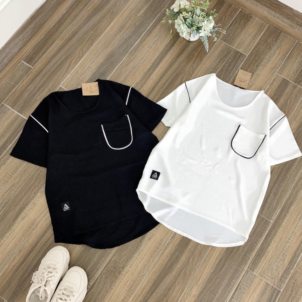 Áo thun  nam vạt bầu túi mí chất cotton co giãn 4 chiều mát có ảnh thật