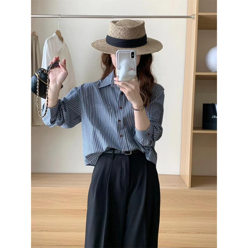 67663 Áo Sơ Mi Sọc Nguyên Chất cotton Dài Tay Áo Sơ Mi