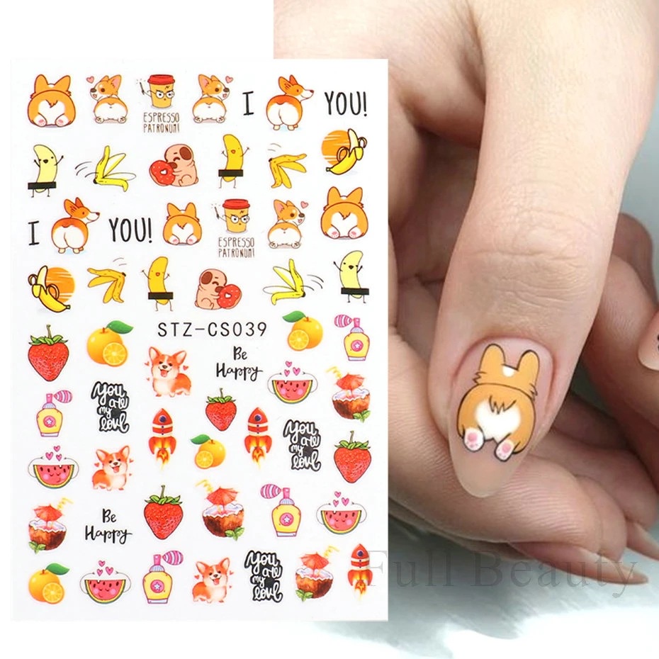 Miếng Dán Trang Trí Móng Tay Hình Trái Cây 3D Xinh Xắn