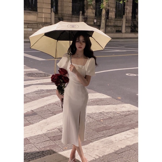 Váy Body Xẻ Đùi Tay Phồng 2 Lớp Siêu Xinh | BigBuy360 - bigbuy360.vn