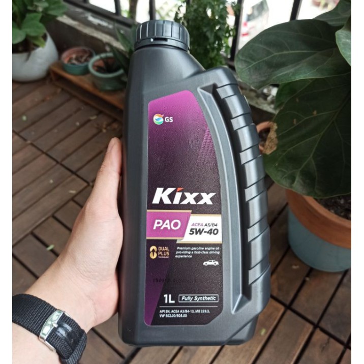 Dầu nhớt Kixx PAO A3/B4 5W40 1 Lít dành cho xe ga, ôtô - Nhập khẩu Hàn Quốc (Tặng khăn lau xe Micro)