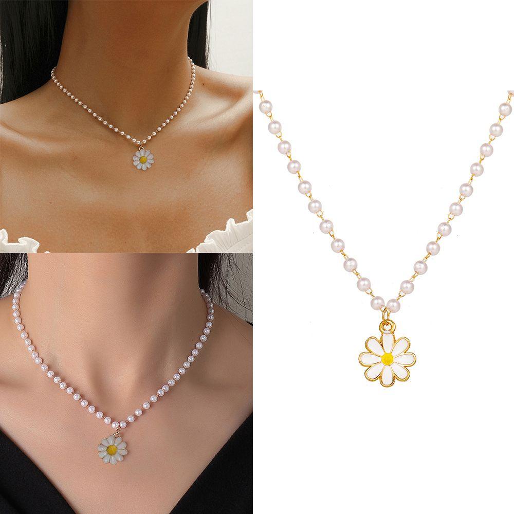 HS Vòng cổ Trang Sức Mặt Hoa Cúc Trắng Dễ Thương Hợp Thời Trang