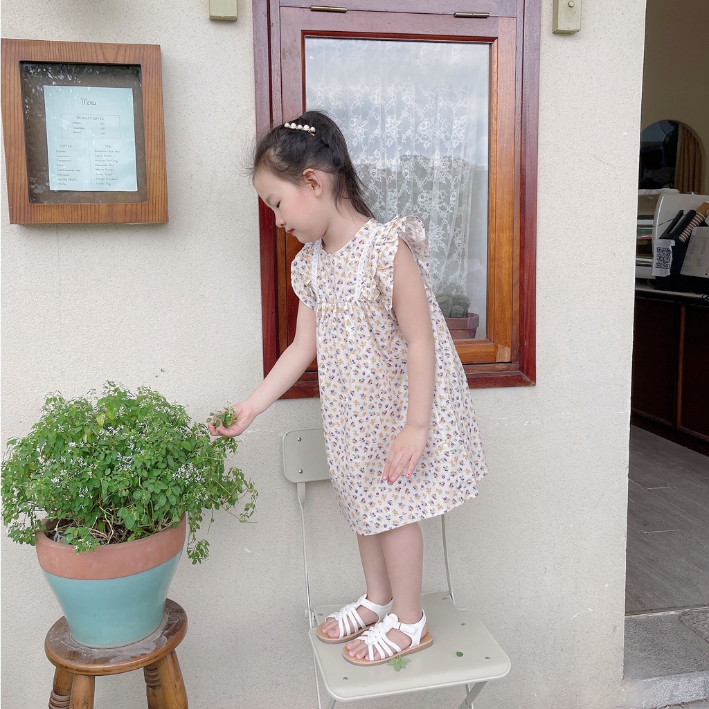 Váy bé gái, Váy kiểu tay bồng Dewkids hoa nhí cao cấp cho bé gái trend 2022 - VH03