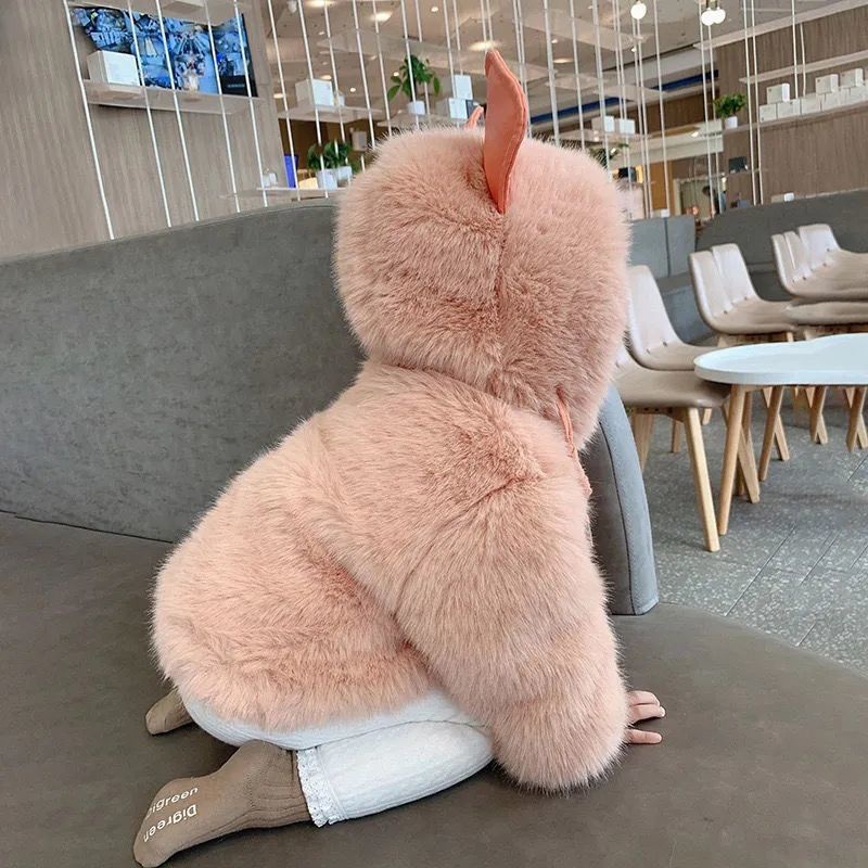 Áo khoác cotton tay dài có mũ màu trơn thời trang mùa đông xinh xắn giữ ấm cho bé gái 1-5 tuổi