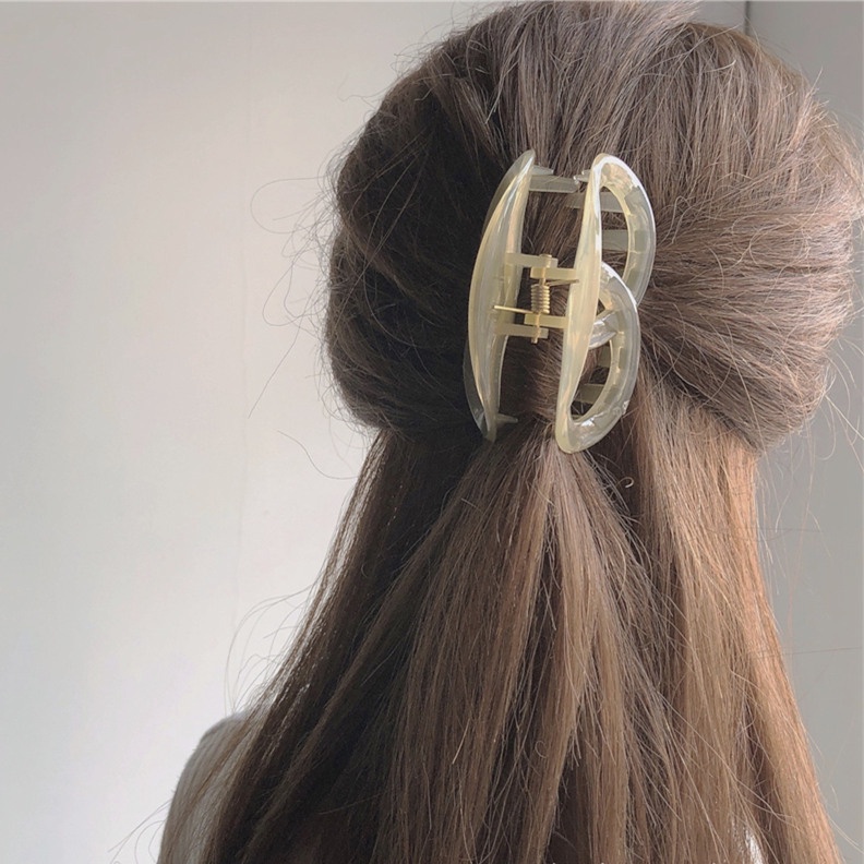 Kẹp Tóc Hai Vòng Tròn Màu Xanh Lá Cây Mù Tạt Phong Cách Hàn Quốc Thanh Lịch
