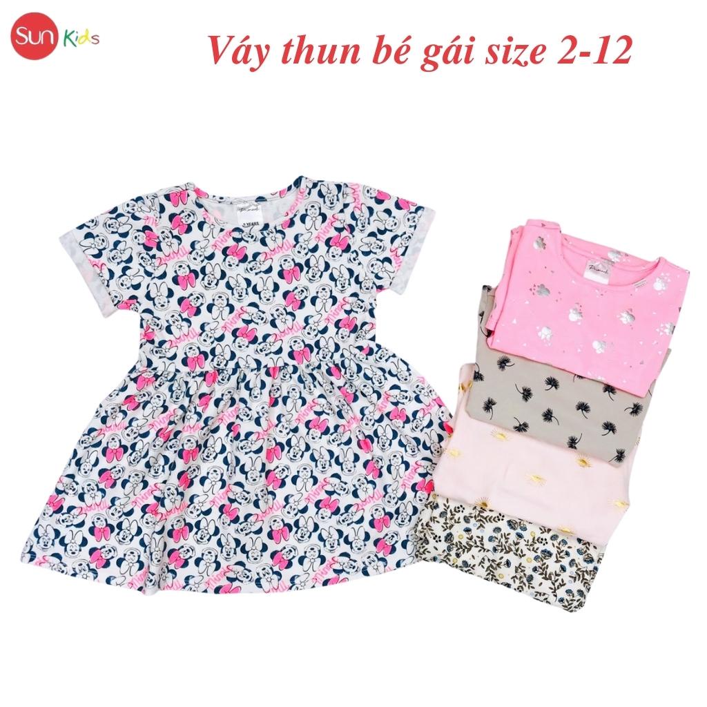 Váy bé gái chất cotton, đầm bé gái size 2-12 tuổi, đầm trẻ em SUNKIDS1 có nhiều màu