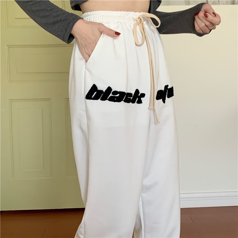 Quần ống rộng Có Khóa Kéo In Chữ Thiết Kế Mới Năng Động Thời Trang Dành Cho Nữ
