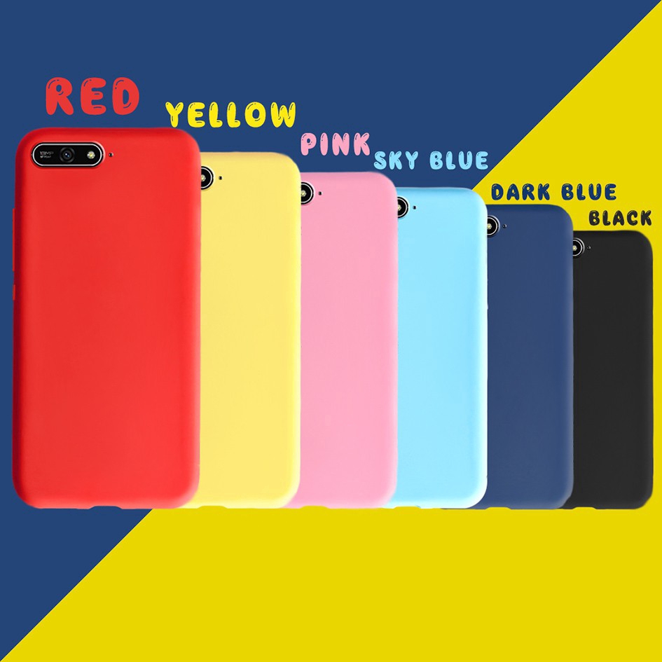 Ốp điện thoại TPU silicon mềm chống sốc màu trơn nhám cho Huawei Y6 2018 Y6 Y7 Pro Y9 Prime 2019