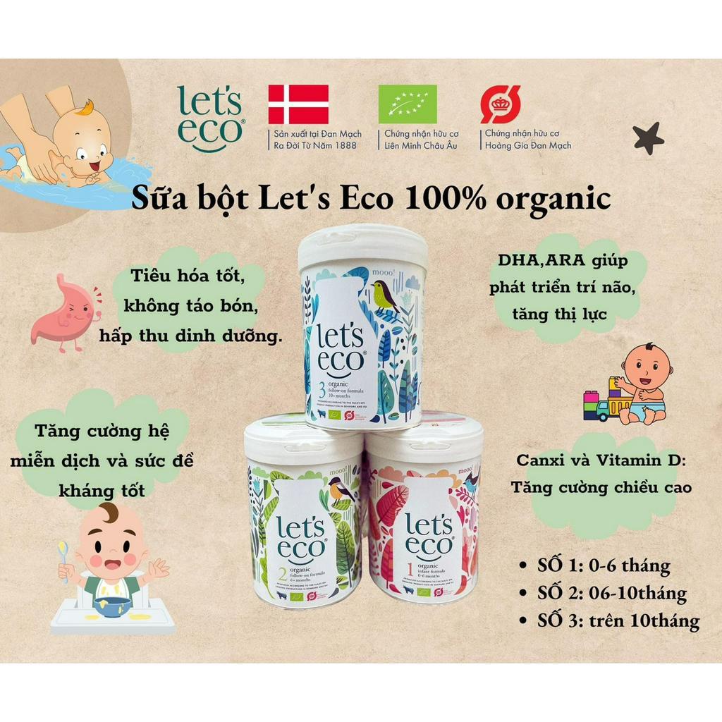 Sữa Let's Eco Organic đủ số 1,2,3 lon 700g