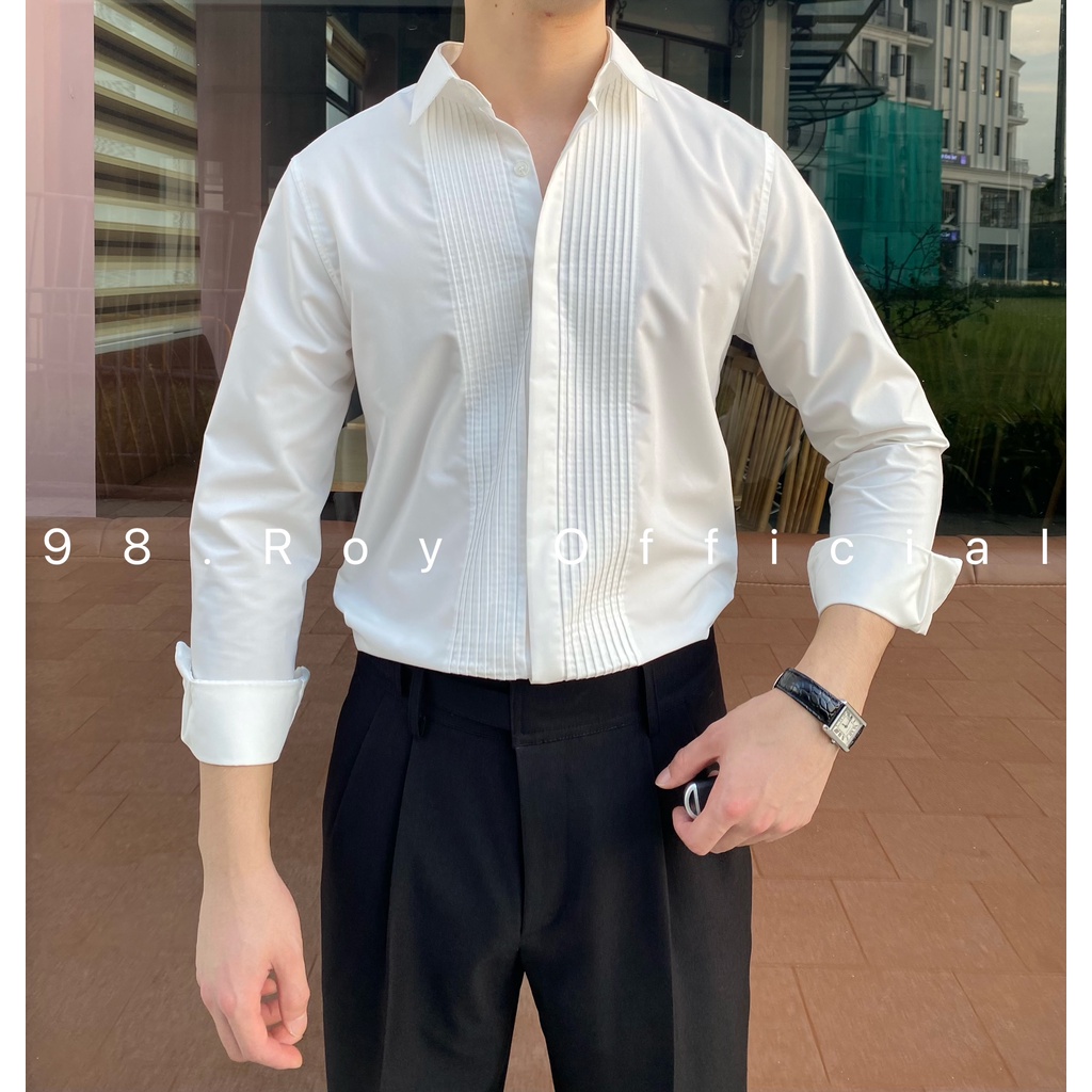 Áo sơ mi nam xếp ly chất vải lụa nến