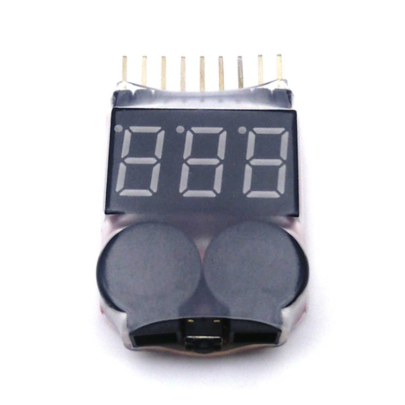 Đồng hồ đo điện áp pin 1-8S tích hợp còi hú báo hết pin dành cho pin lipo, li-ion xe điều từ xa, tàu thuyền mô hình RC