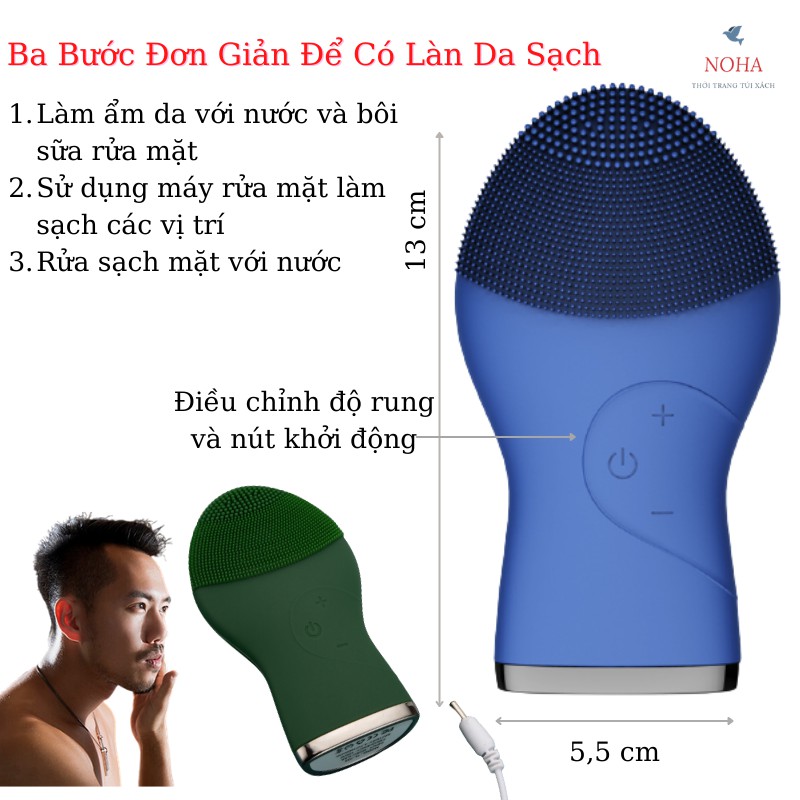 Máy rửa mặt cho nam silicone chống thấm nước kèm sạc pin TL703