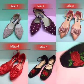 Giày đế tráng gương QC mũi đính đá
