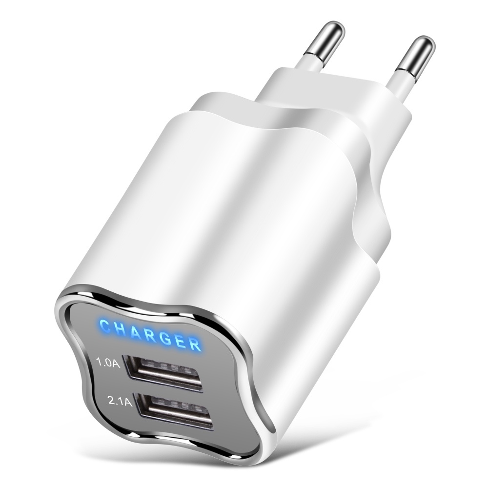 Củ sạc 5V 2A cổng USB kép phích cắm EU/ US thích hợp cho Iphone Ipad Samsung Xiaomi