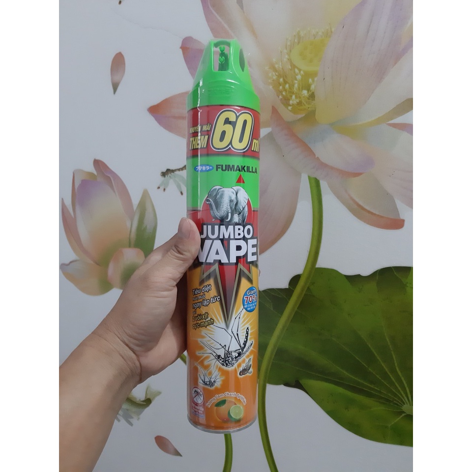 Bình Xịt Muỗi JUMBO VAPE Hương Cam Chanh 600ml bình xịt côn trùng 2vòi- Xịt cực mạnh diệt muỗi kiến gián