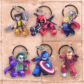 Minifigures Móc Chìa Khóa Series Avengers Chibi Hai Mặt Acrylic Móc Khóa Mặt Dây Chuyền Anime Phụ Kiện Hoạt Hình Vòng Chìa Khóa