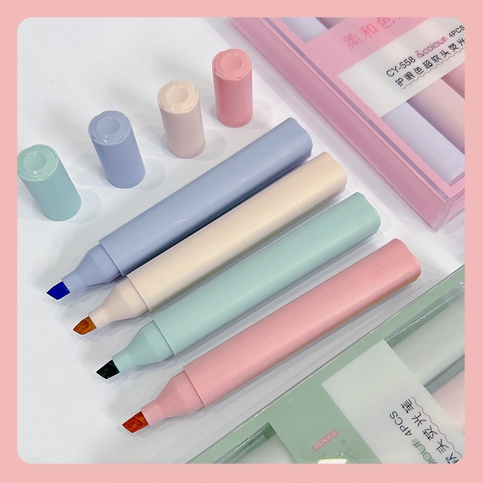 (Hàng Có Sẵn) Bút Nhớ Highlight Màu Pastel Morandi Cỡ Béo Trang Nhã 3 Bảng Màu Nghệ Thuật