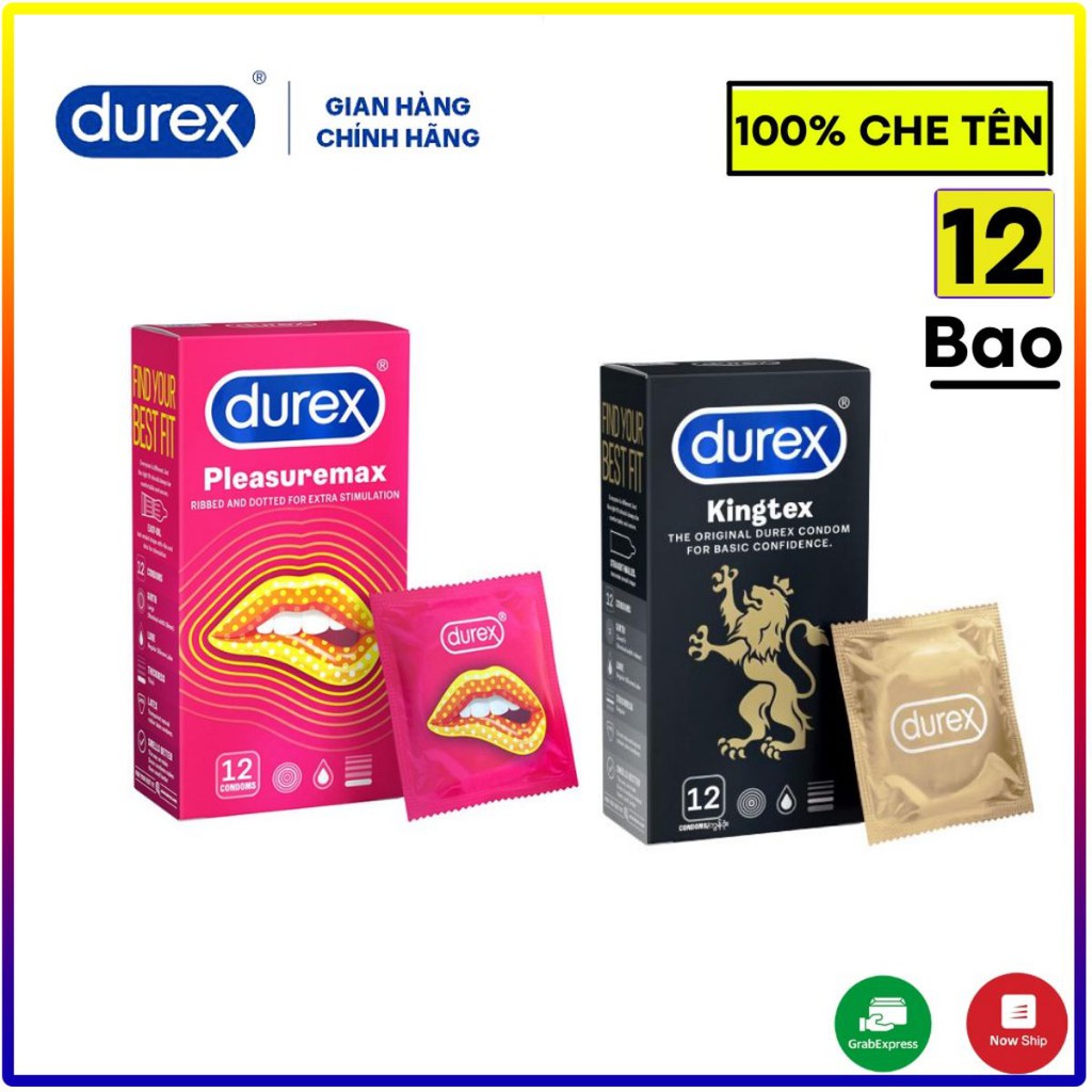 [Combo 2 Hộp] Bao cao su Durex Kingtex và Pleasure - BCS GÂN GAI - 2 hộp 24 bao