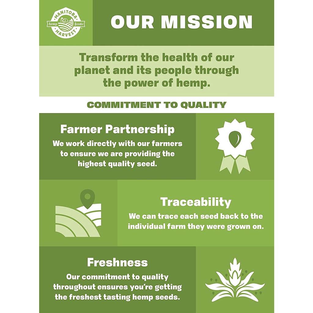 HẠT GAI DẦU BỔ SUNG ĐẠM PROTEIN &amp; OMEGA Manitoba Harvest Hemp Seeds, ĂN CHAY/KIÊNG Whole 30-Keto-Paleo-Kosher, 25g