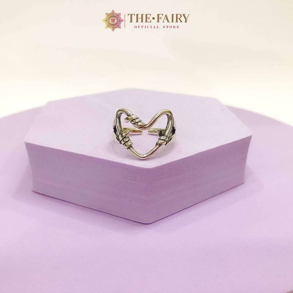 Nhẫn bạc The Fairy nút thắt mặt tim cá tính [ N106 ]