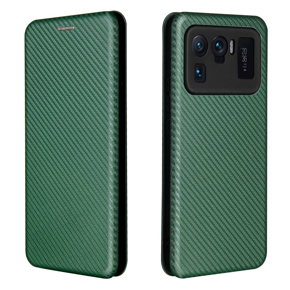 Bao Da Điện Thoại PU Sợi Carbon Dạng Ví Nắp Lật Nam Châm Sang Trọng Có Ngăn Đựng Thẻ Và Giá Đỡ Cho Xiaomi Mi 11 Ultra Mi1