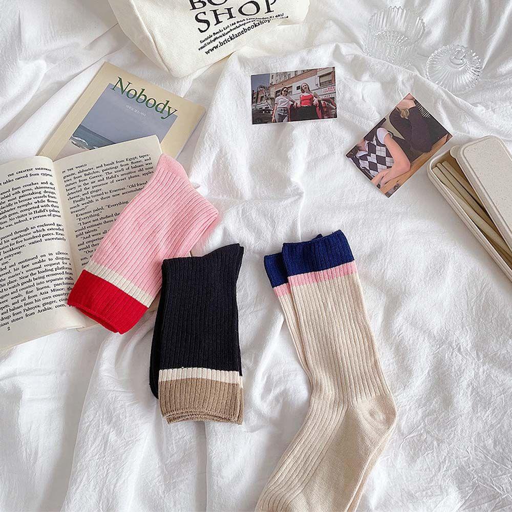 AROMA Vớ Dệt Kim Họa Tiết Kẻ Sọc Màu Sắc Ngọt Ngào Phong Cách Harajuku Nhật Bản Thời Trang Cho Nữ