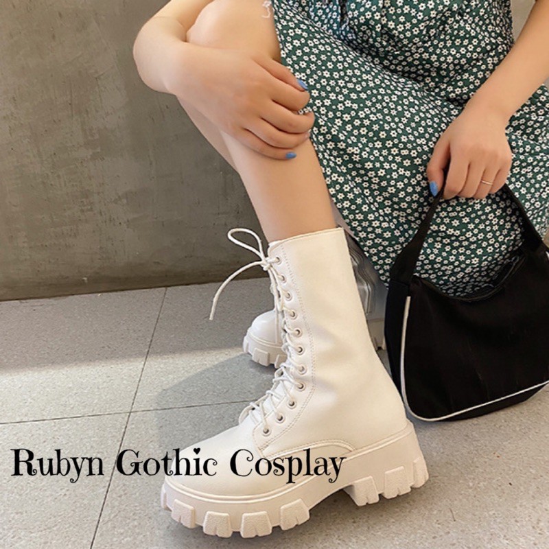 [SẴN TRẮNG, ĐEN]🔥 Giày Boots chiến binh cổ cao Gothic khóa kéo siêu cá tính ( Size 35 - 40 ) | BigBuy360 - bigbuy360.vn