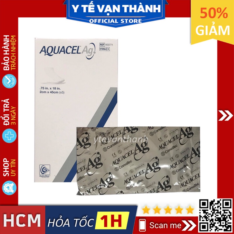 ✅ Gạc Kháng Khuẩn- Convatec Aquacel Ag, Kháng Khuẩn Vết Thương Sâu -VT0692