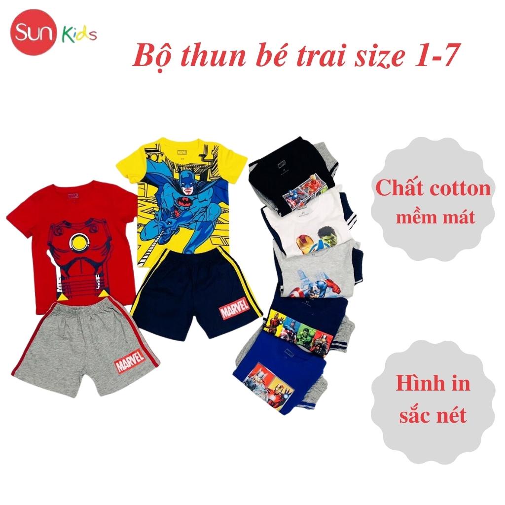 Đồ bộ bé trai, đồ bộ trẻ em chất thun cotton, size 1-7 tuổi, có nhiều màu - SUNKIDS