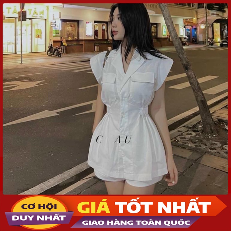 Set Bộ Áo Sơ Mi Chun Eo Mix Quần Short Tôn Dáng SB2089-Violet