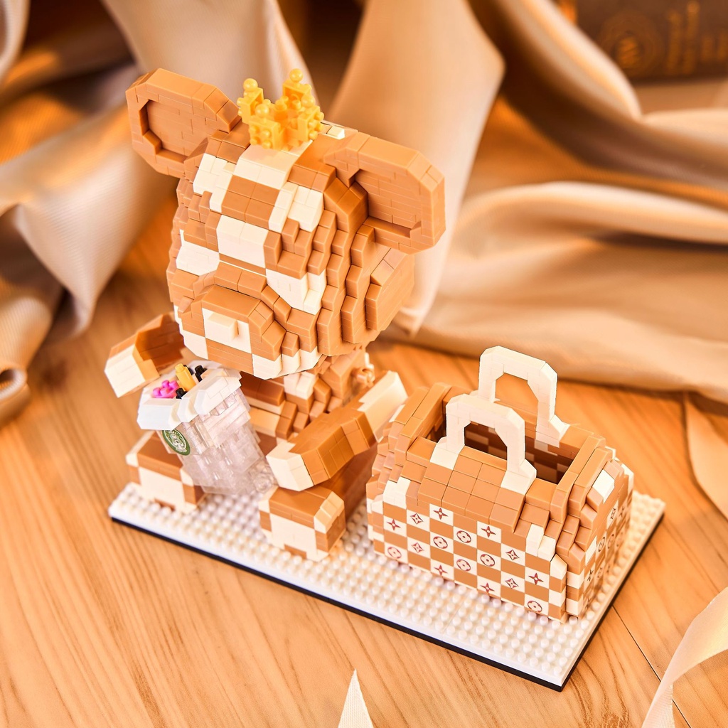 Hộp Đựng Bút Chì Đồ Chơi Lắp Ráp Hình Gấu Dễ Thương