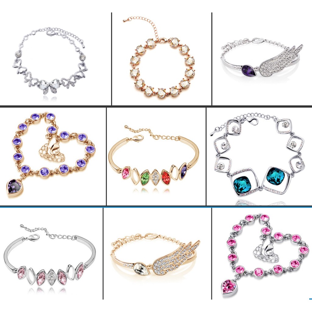 Vòng đeo tay nữ đính hạt pha lê nhiều màu nhiều mẫu Hạ Băng Designs
