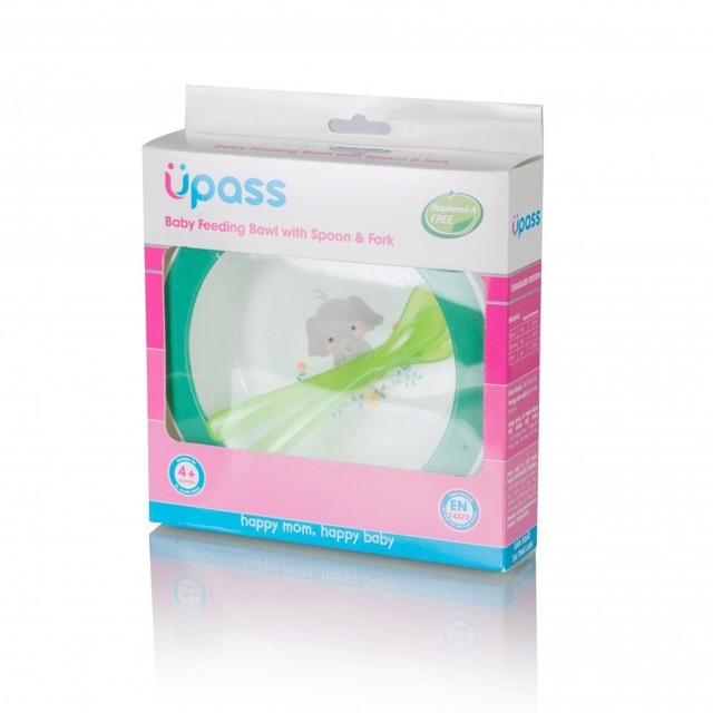 Bộ bát ăn dặm kèm thìa và dĩa Upass 100% nhựa hữu cơ, an toàn cho bé - Hàng Thái Lan UP5001X