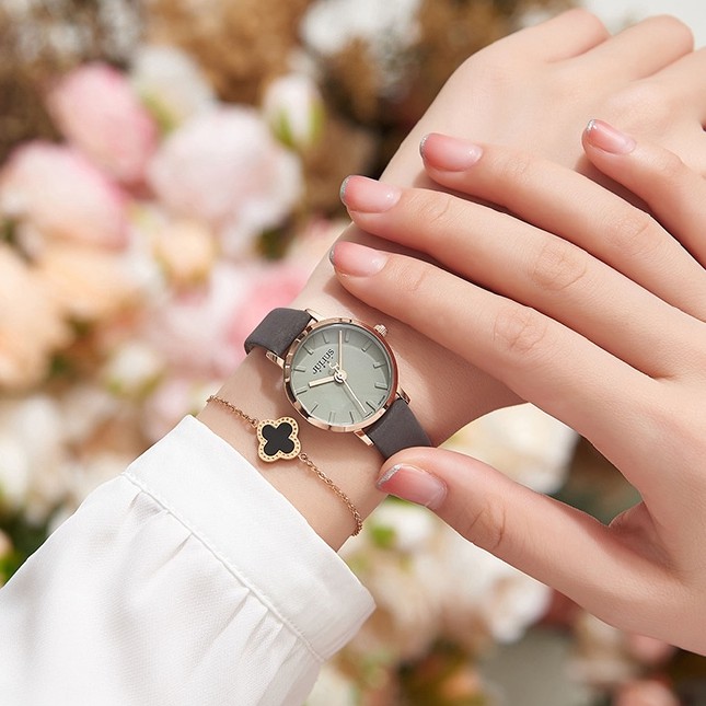 Đồng Hồ Quartz Julius Mặt Tròn Thiết Kế Đơn Giản Tinh Tế Thời Trang Xuân Hè Cho Nữ 963
