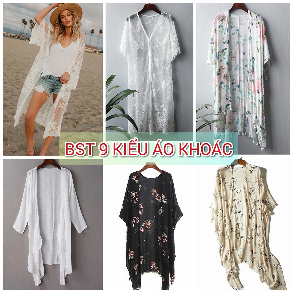 ❁❦♠⚡️Áo Choàng Đi Biển - Áo Khoác Ren Voan Kimono
