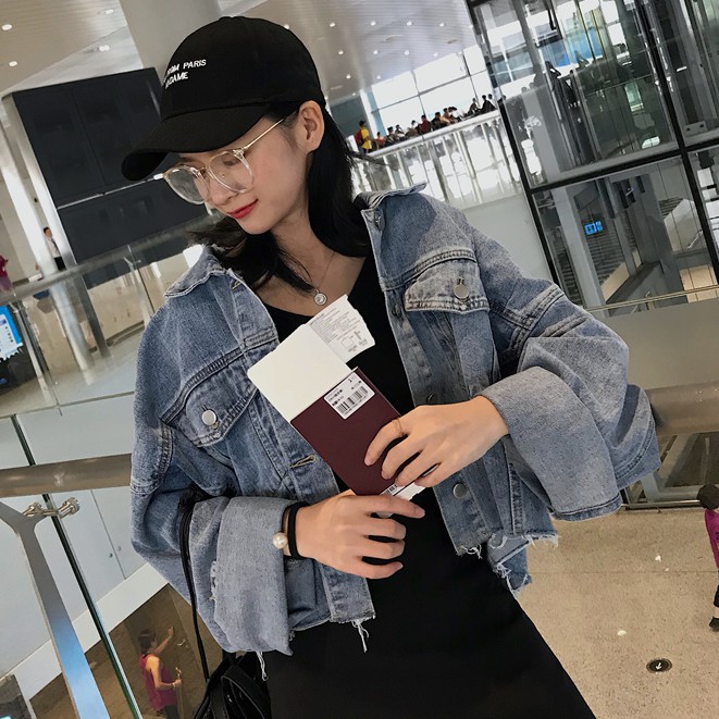 Áo khoác jean XIAOZHAINV tay dài phong cách cổ điển cá tính cho nữ