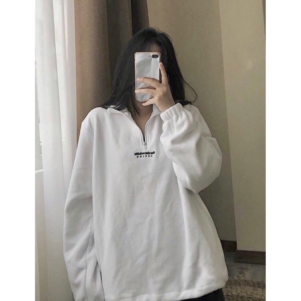 Áo nỉ lông thêu chữ thar nam nữ Chất dày dặn không xù Cam Kết Hàng xịn Shop Q&amp;V