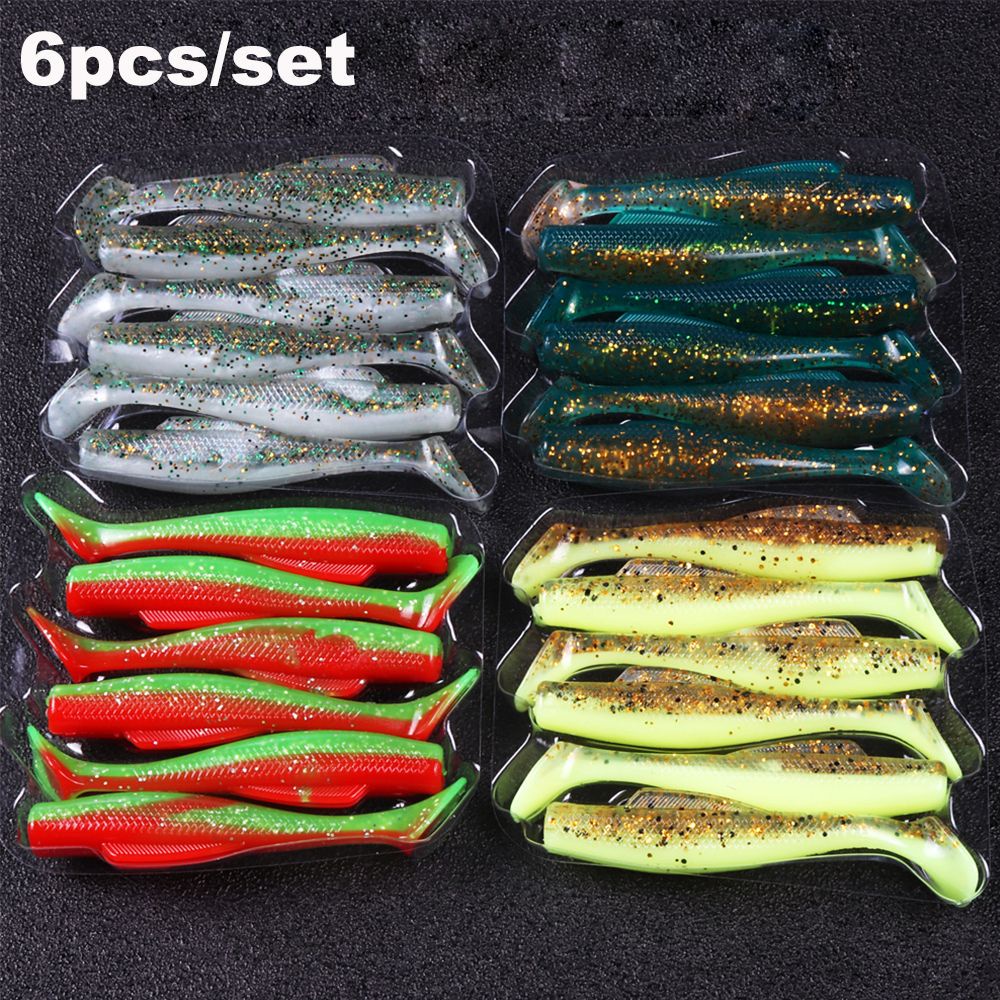 MUVAKO Bộ 6 Mồi Câu Cá Nhân Tạo Bằng Nhựa Mềm Bền 8cm/4.8g