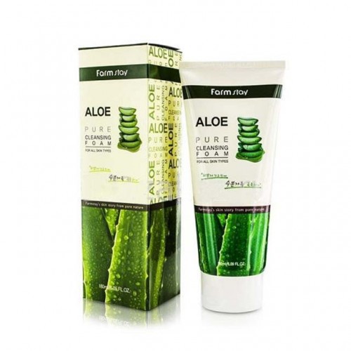 Sữa rửa mặt tinh chất lô hội Nha Đam Hàn Quốc Farmstay Aloe Pure Cleansing Foam 180ml