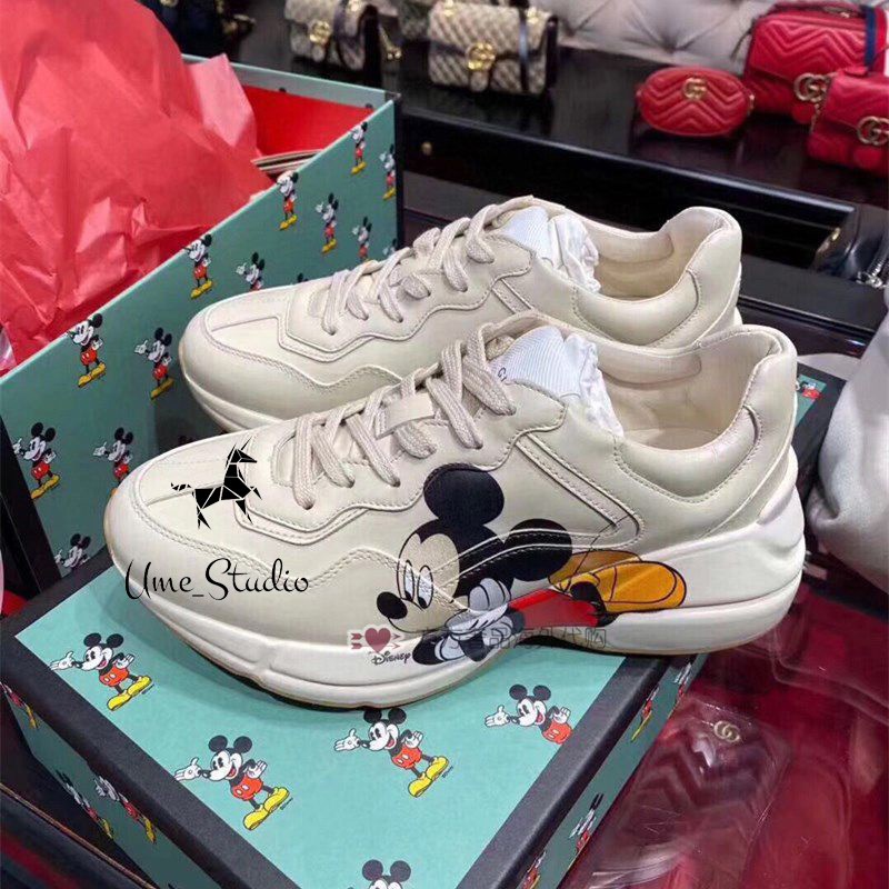 Giày Sneaker Nam Nữ GC hàng hiệu Mickey full size đế tăng chiều cao tặng combo dây neon phát sáng