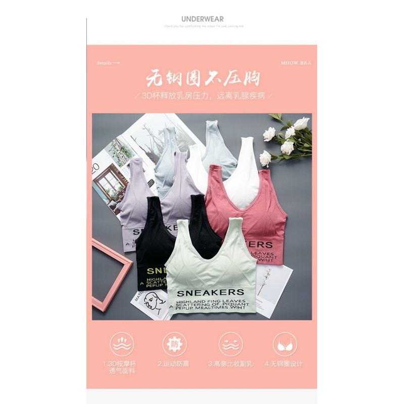 Áo bra gym yoga sneaker bra thể thao  chạy bộ đạp xe dáng crotop hàng xịn giá rẻ áo tập ofelias