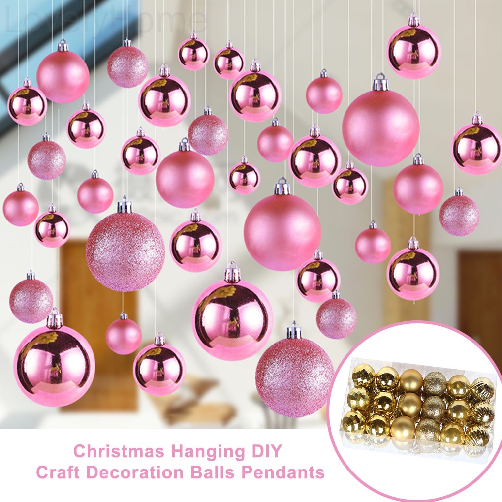 Set 36 quả châu nhiều màu sắc tùy chọn dành cho trang trí cây thông noel dịp Giáng Sinh