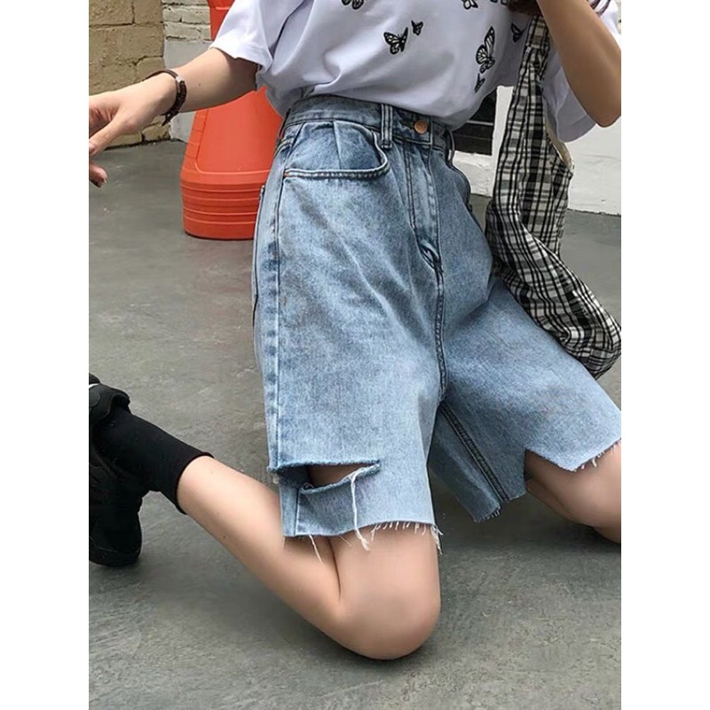 ✨Quần Jeans Ngố Nữ Rách V