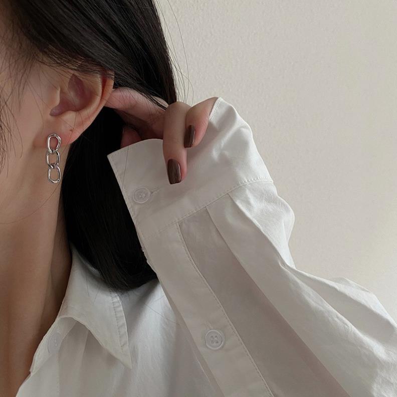 (061) Khuyên Tai Hình Mắt Xích Đơn Giản Phong Cách Âu Mỹ Cá Tính