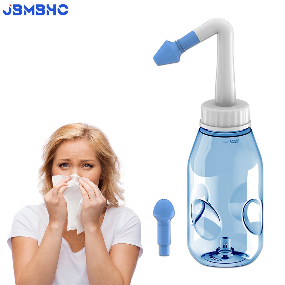 Bình Đựng Nước Rửa Mũi 300ml Chống Dị Ứng Kèm 10 Muối Dùng Cho Người Lớn Và Trẻ Em