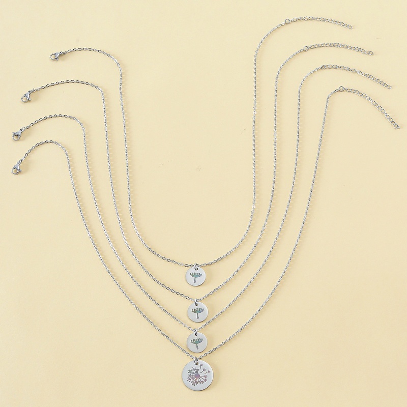 Set 3 / 4 Vòng Cổ Mặt Hoa Bồ Công Anh Bằng Thép Không Gỉ