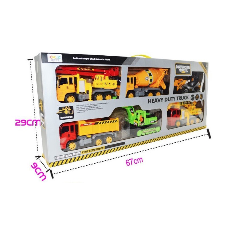 Xả lỗ Bộ Xe Công Trình máy xúc xe ben cần cẩu Đồ Chơi City Truck