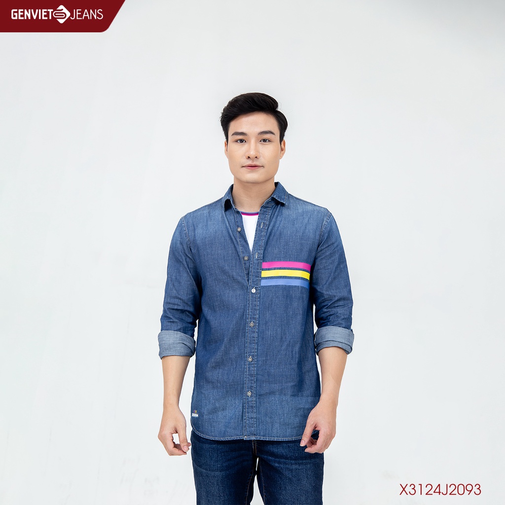 Áo Sơ Mi Jeans Dài Tay Nam Thời Trang Genviet X3124J2093