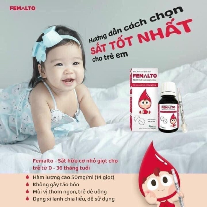 Sắt hữu cơ nhỏ giọt Femalto drops - Bổ sung sắt cho bé từ 0-36 tháng